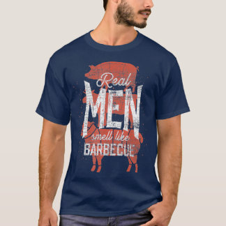 T-shirt Les vrais Hommes Sentent Comme Barbecue Fumée Vian