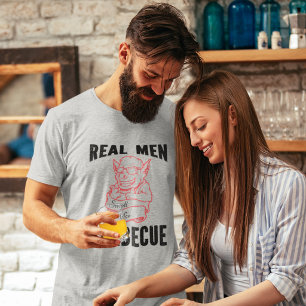 T-shirt Les vrais hommes sentent la barbecue gris-gris