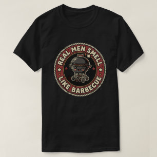 T-shirt Les vrais hommes sentent la BBQ et la fumée Maît