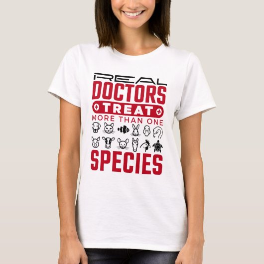 T-shirt Les vrais médecins traitent plus d'une espèce Vété (Devant)