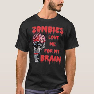 T-shirt Les zombies aiment les chemises sombres cerveau