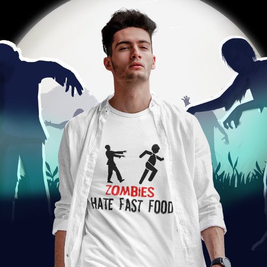 T-SHIRT LES ZOMBIES DÉTESTENT LA NOURRITURE RAPIDE