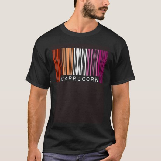 T-shirt Lesbian Capricorn Barcode Gay Pride Flag Zodiac Si (Devant)