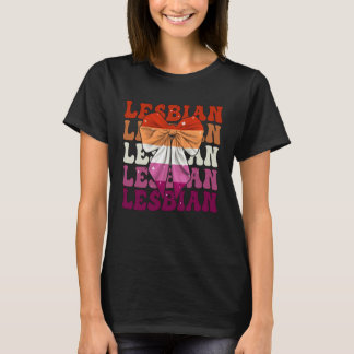 T-shirt Lesbian Flag Pride LGBTQ Girl Coquette Bow Ribbon