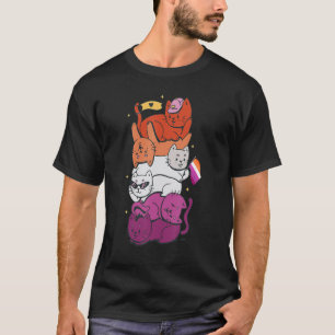 T-shirt Lesbian Pride Chat LGBT Gay Drapeau mignon Pile Ho
