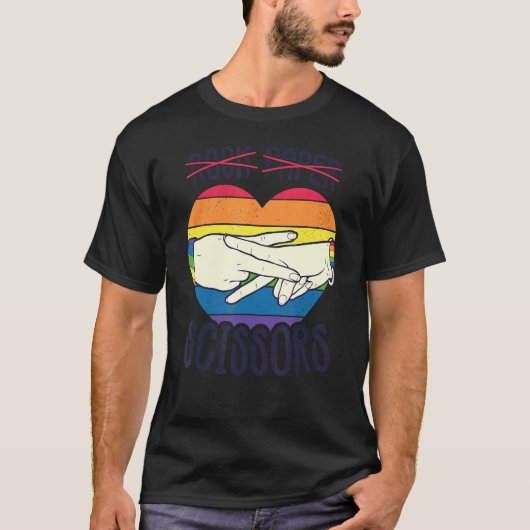 T-shirt Lesbian Pride Drapeau Rock Ciseaux de papier Lesbi (Devant)