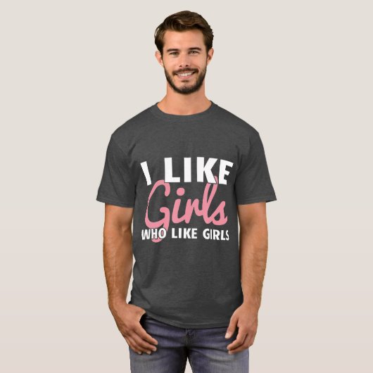 T-shirt Lesbienne Femme Butch Gay Femme J'Aime Les Filles (Devant entier)