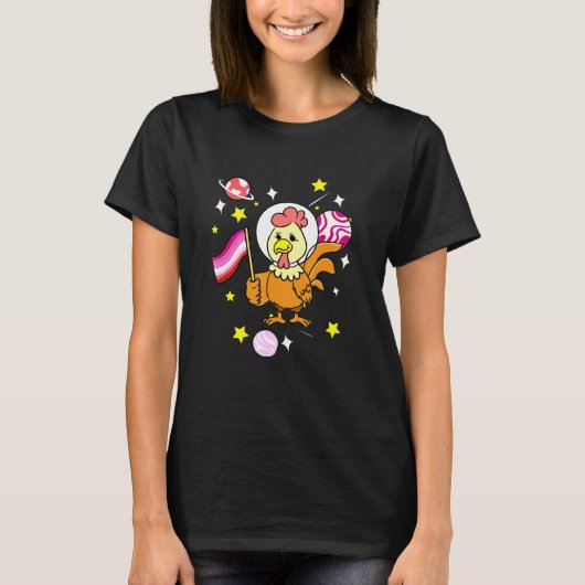 T-shirt Lesbienne poule dans l'espace Lesbienne (Devant)