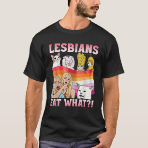 T-shirt Lesbiennes Mangent Quoi Mème de Chat Drôle avec Dr