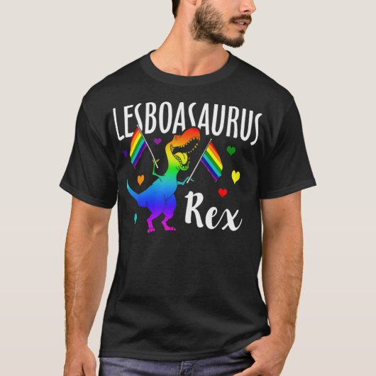 T-shirt Lesboasaurus Rex Lesbian Dinosaur Pride LGBT Rainb (Devant)