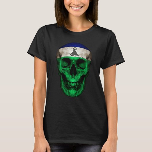 T-shirt Lesotho Flag Skull Basotho Roots Proud Patriotic (Devant)
