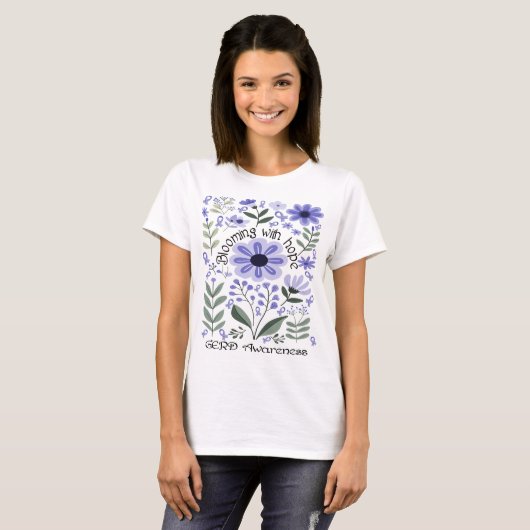 T-shirt L'espoir d'une prise de conscience du GERD fleurit (Devant entier)