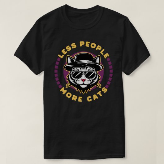 T-shirt Less People More Cats Introvert Sarcastic (Design devant)