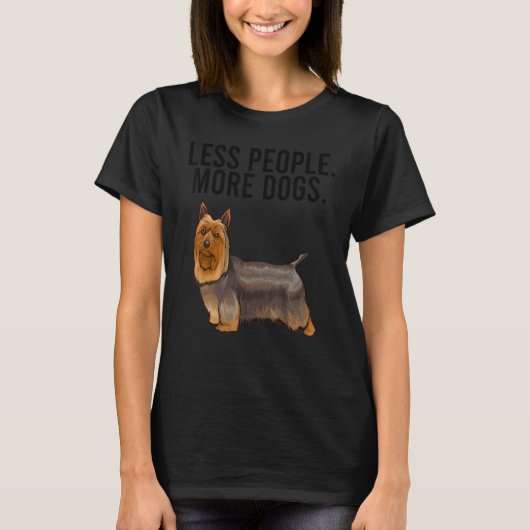 T-shirt Less People More Dogs Silky Terrier Introvert (Devant)