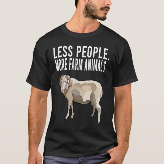 T-shirt Less People More Farm Animals Ram  Introvert (Devant)