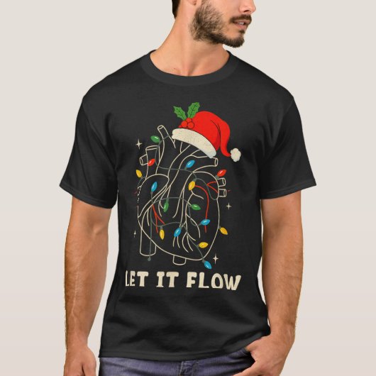 T-shirt Let It Flow Funny Anatomical Heart Christmas, Medi (Devant)
