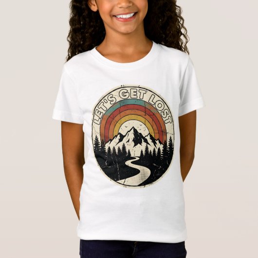T-Shirt Let’s Get Lost Retro Mountain Adventure Outdoor (Devant)