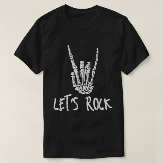T-shirt Let’s Rock Skeleton Hand Design (Design devant)