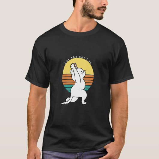 T-shirt Let The Cat Out Retro Yoga Cat Present (Devant)