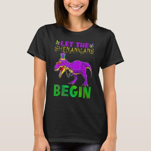 T-shirt Let The Shenanigans Begin Mardi Gras Dinosaur Kids (Devant)