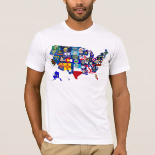 T-shirt L'état américain de carte marque la mosaïque