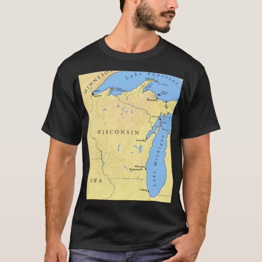 T-shirt L'État du Wisconsin et les Grands Lacs Hommes Unis (Devant)