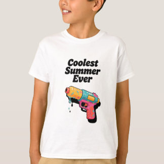 T-shirt L'été le plus cool jamais - Pistolet à eau néon ré