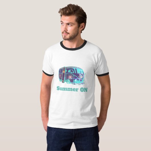 T-shirt L'été sur HippieVan Hommes simple Ringer T-shirt, (Devant entier)
