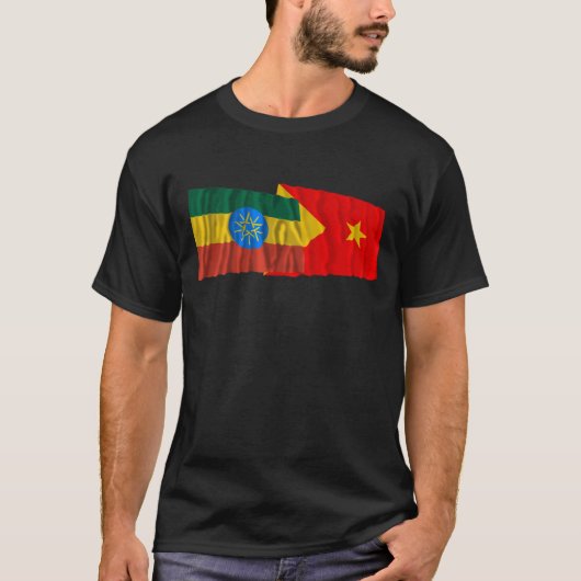 T-shirt L'Ethiopie et les drapeaux de ondulation de Tigray (Devant)