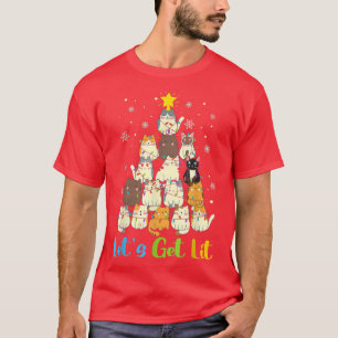 T-shirt Let's Get Lit Cats Christmas Tree Cute Cat Lover