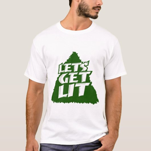 T-shirt "Let's Get Lit" Funny Christmas Tree Holiday Party (Devant)