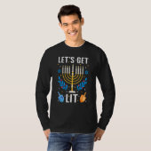 T-shirt Let's Get Lit Hanukkah Jewish Menorah Holiday Chan (Devant entier)