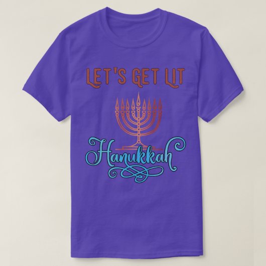 T-shirt Let's Get Lit Hanukkah Pajamakah Menorah Nine Cand (Design devant)