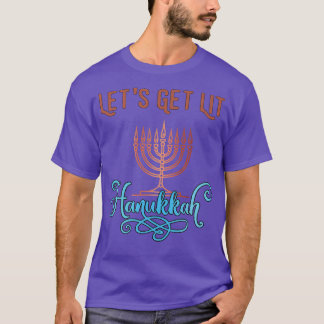 T-shirt Let's Get Lit Hanukkah Pajamakah Menorah Nine Cand