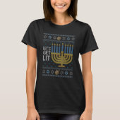 T-shirt Lets Get Lit Menorah Hanukkah Ugly Sweater (Devant)
