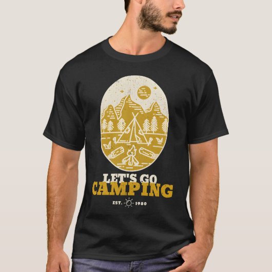 T-shirt Lets Go Camping Adventureee retro (Devant)