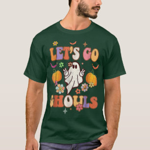 T-shirt Let's Go Ghouls Retro Groovy Halloween Ghost Pumpk