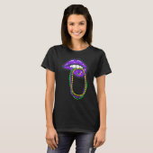 T-shirt Let's Mardi gras y'all celebrating party lips bead (Devant entier)