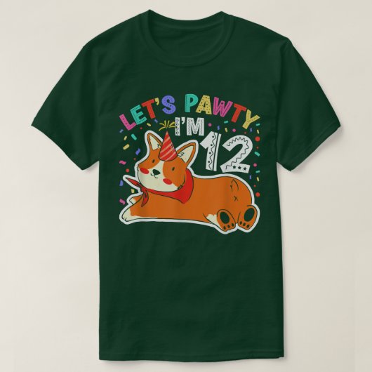 T-shirt Lets Pawty Im 1212e Anniversaire Corgi Chien (Design devant)