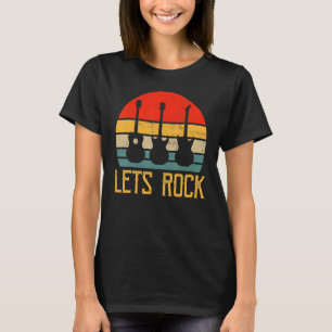 T-shirt Lets Rock Guitariste Guitariste Retro Sunset Mus