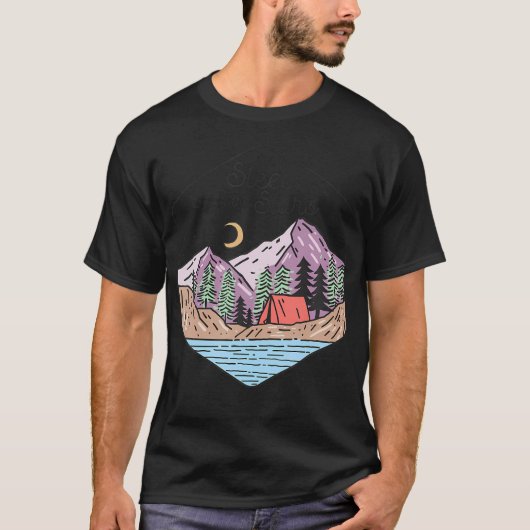 T-shirt Lets Sleep Under Stars Camping Shirt Retro Camper (Devant)