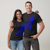 T-shirt Letter A Alphabet Large Blue Graphic Initial (Unisexe)