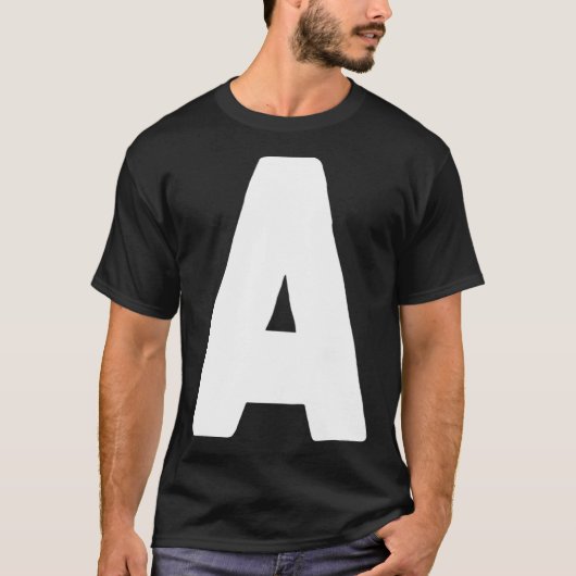 T-shirt Letter A big and bold white (Devant)