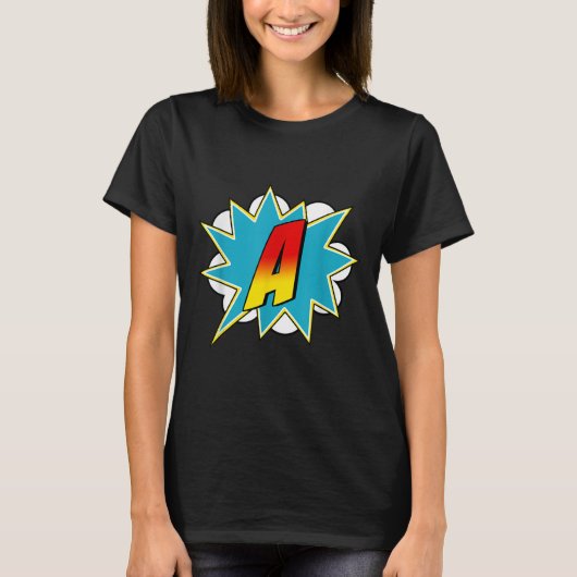 T-shirt Letter A Superhero Name Comic Letter Retro Costume (Devant)