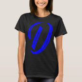T-shirt Letter D Alphabet Large Blue Graphic Initial (Devant)