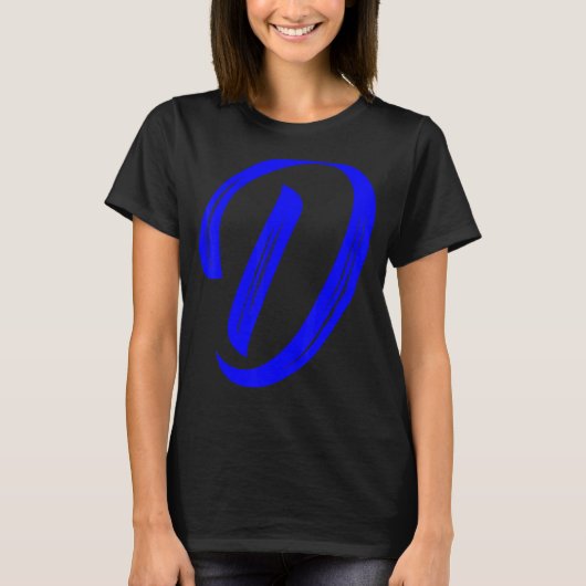 T-shirt Letter D Alphabet Large Blue Graphic Initial (Devant)