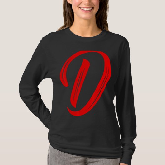 T-shirt Letter D Alphabet Large Red Graphic Initial (Devant)