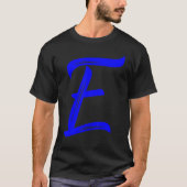 T-shirt Letter E Alphabet Large Blue Graphic Initial (Devant)