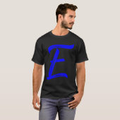 T-shirt Letter E Alphabet Large Blue Graphic Initial (Devant entier)