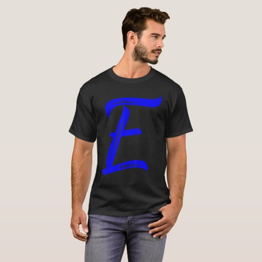 T-shirt Letter E Alphabet Large Blue Graphic Initial (Devant entier)